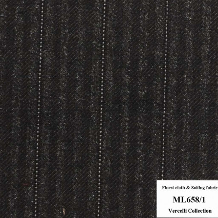 ML658/1 Vercelli CXM - Vải Suit 95% Wool - Đen Sọc